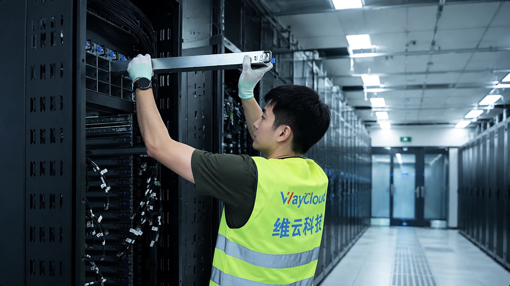 维云工程师协作抽装 GPU 托盘