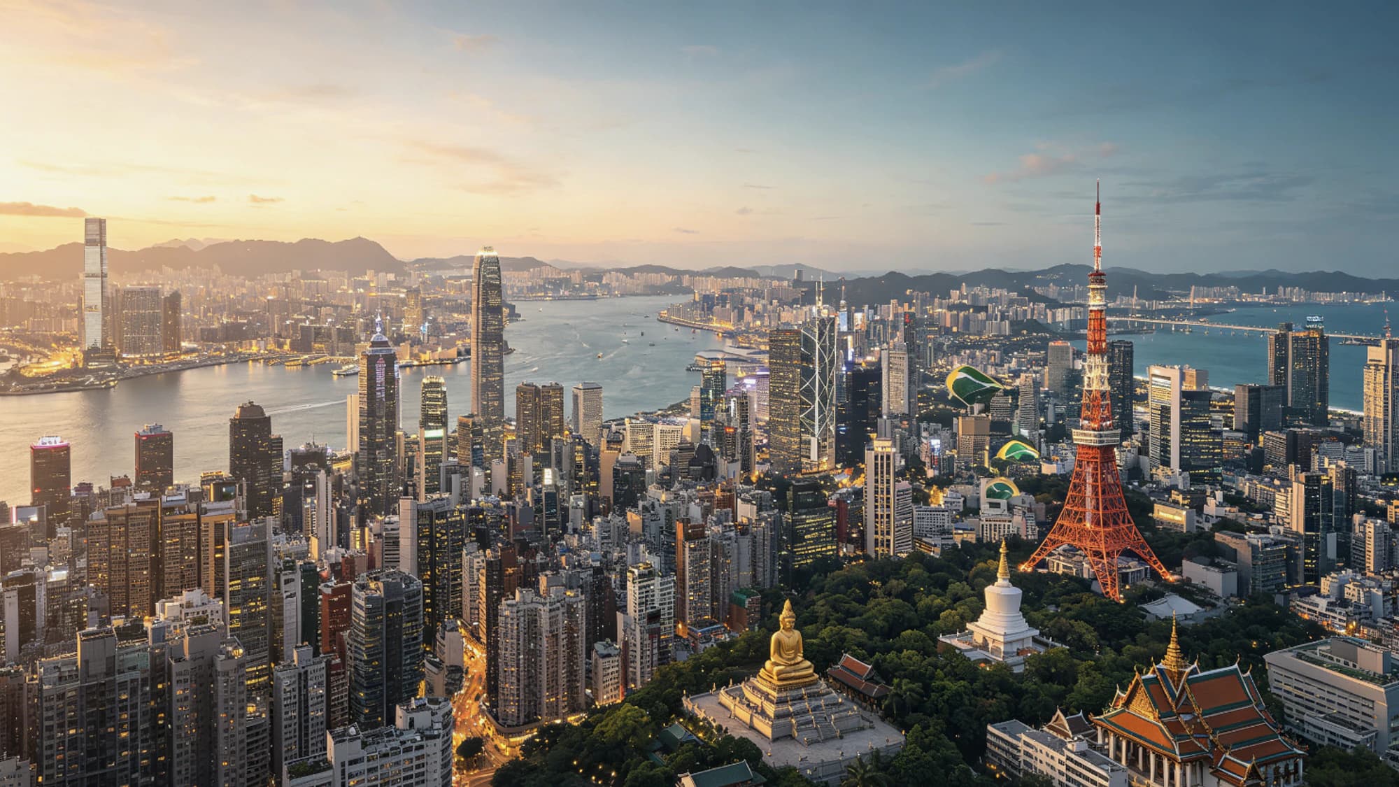 多城市天际线合成图