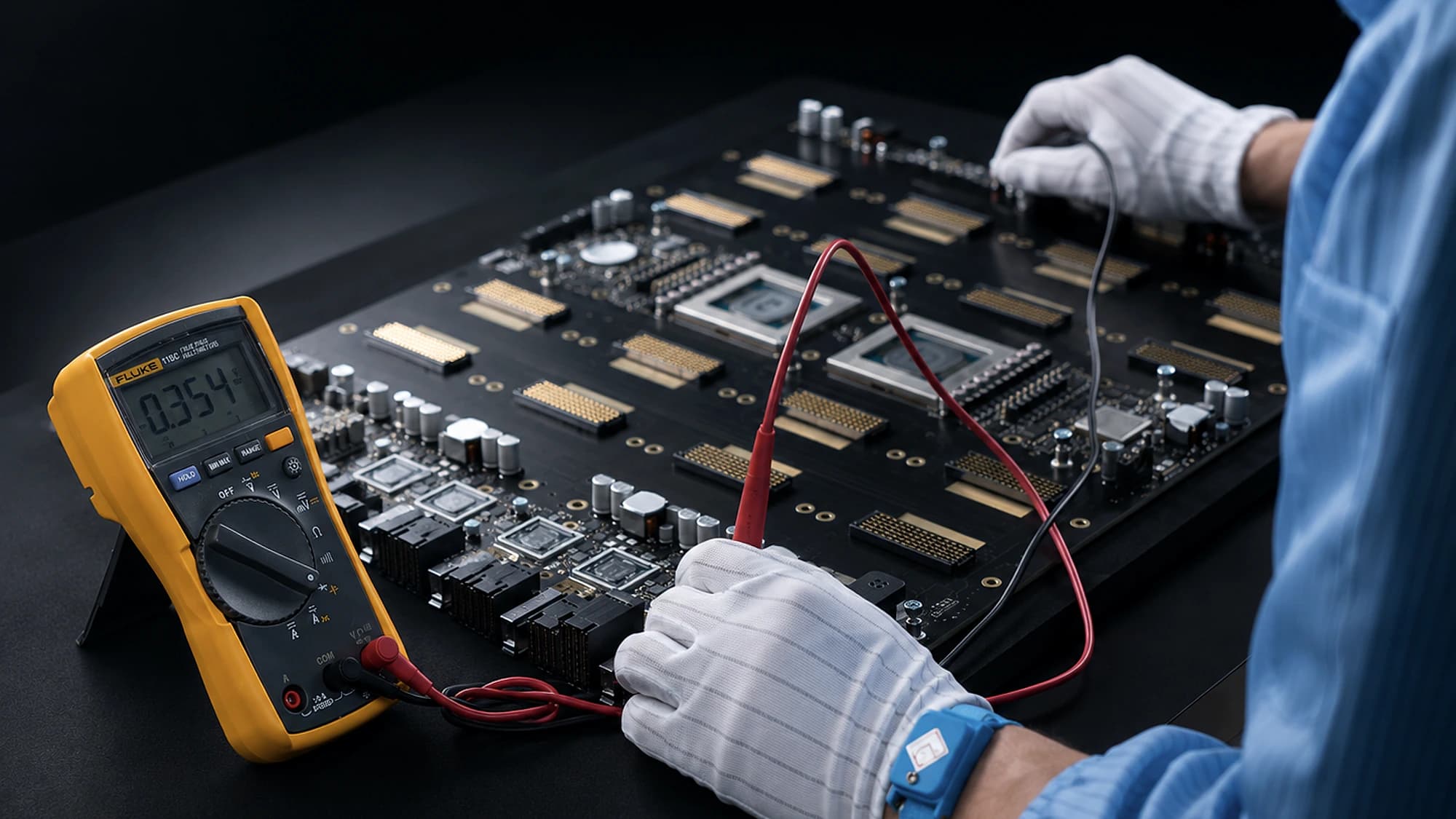 万用表探针检测 GPU 板卡
