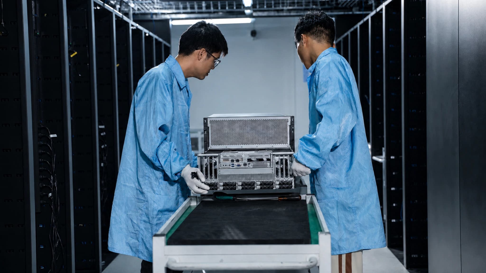 数据中心机柜通道与服务器阵列