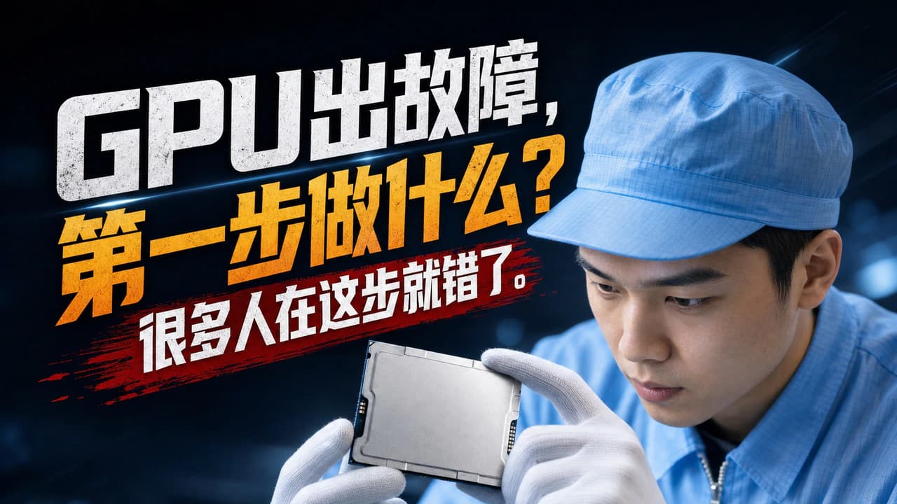 防静电服工程师双手托举 GPU 封装模块检视
