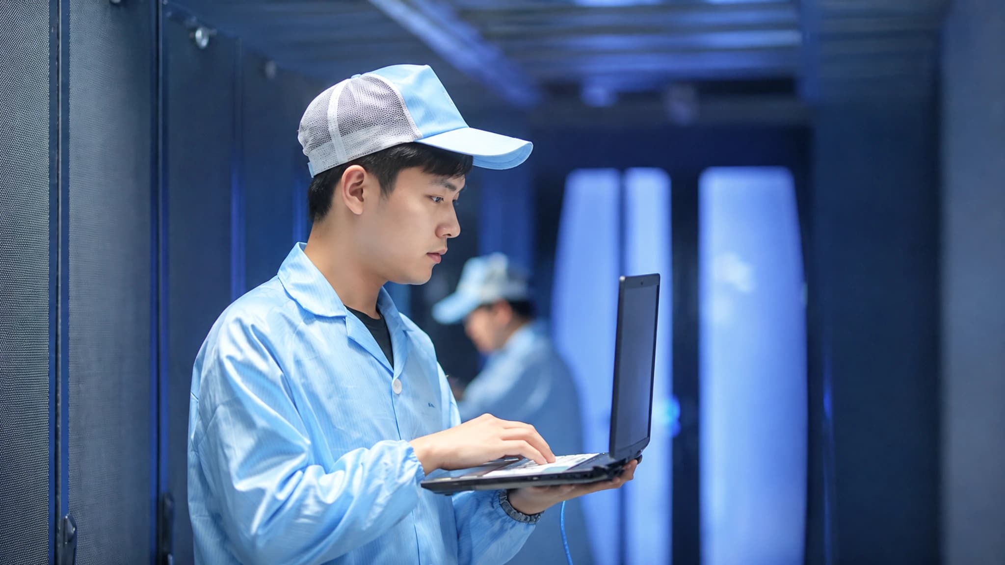 维云工程师在数据中心冷通道执勤