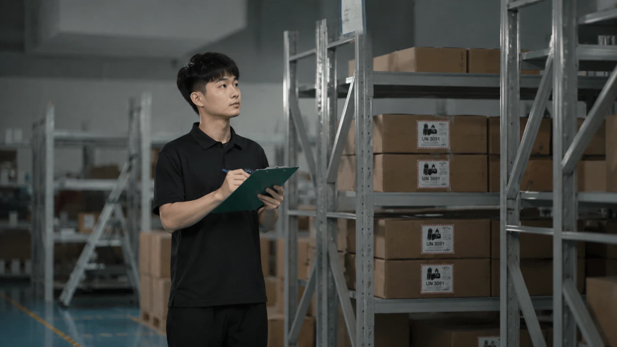 维云备件仓库主通道与标准化货架